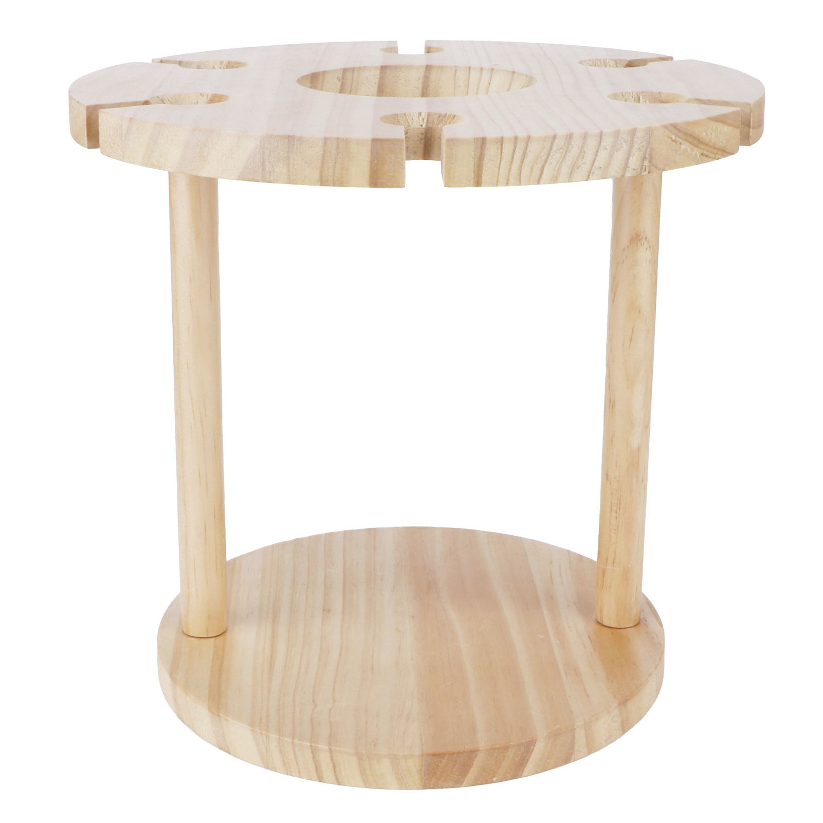 Weinregal Aus Holz Mit Glashaltern, Tischpräsentation Für 6 Gläser Und 1 Flasche Wein