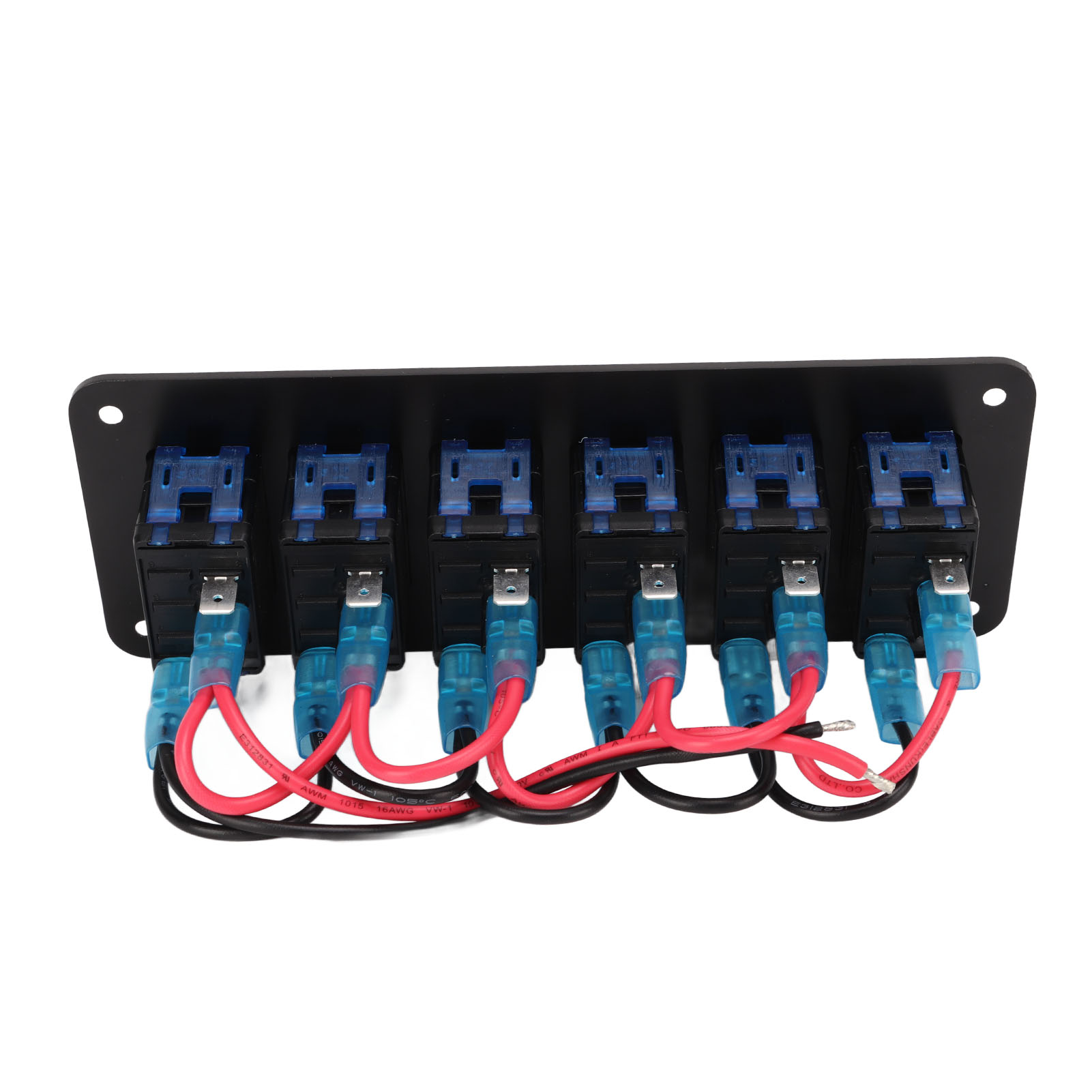 6-fach Schalterfeld, Wasserdicht, 12–24 V, 3-polig, Blauer Hintergrund, 30 A, Vorverdrahtet, Für Wohnmobil, Boot, Auto
