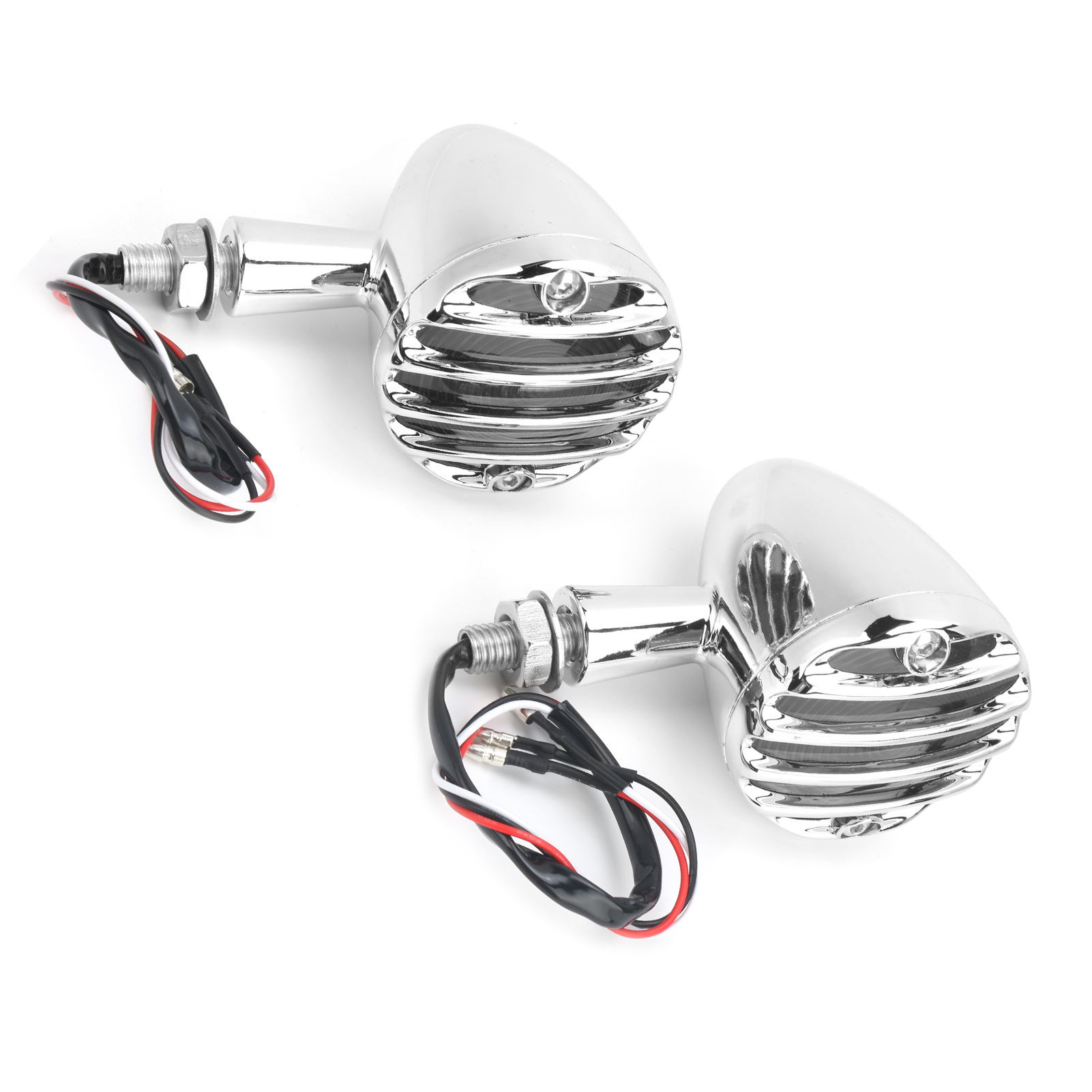 2 Leuchtend Gelbe Led-blinker, Wasserdicht, Kompatibel Mit Honda-motorrädern, Retro-silber