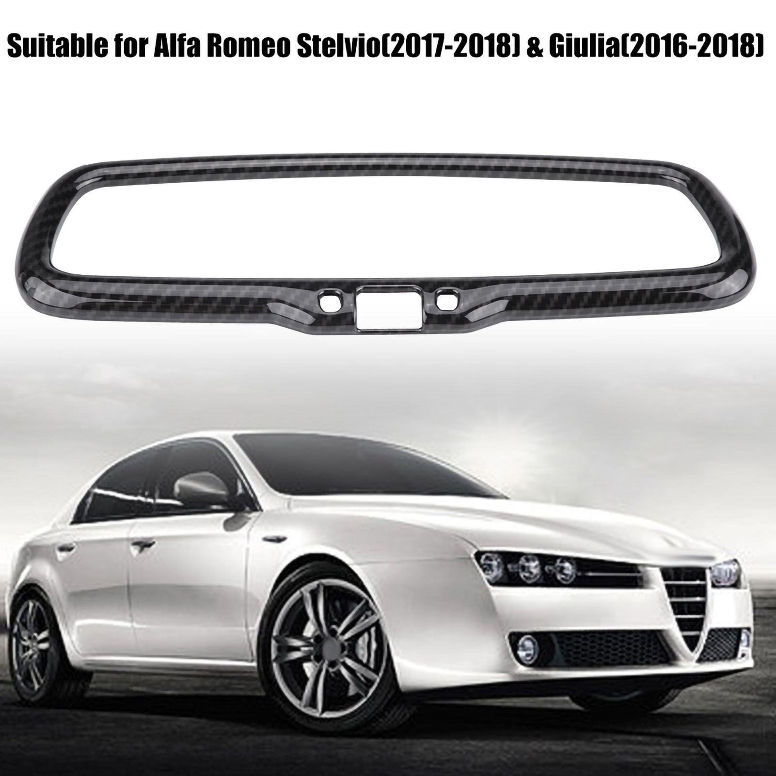Kunststoff-innenspiegelrahmen Für Alfa Romeo Stelvio Und Giulia, Schutzleiste, Ersatzabdeckung, Mattschwarze Ausführung, Innenraumzubehör