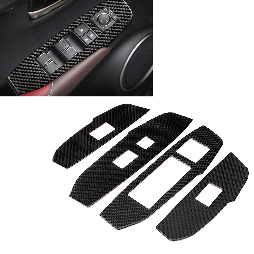 4-teiliges Set Dekorativer Aufkleber Zur Abdeckung Der Fensterheberschalter In Carbonfaser-optik, Passend Für Lexus Nx 200, 200t Und 300h (baujahre 2014–2019).