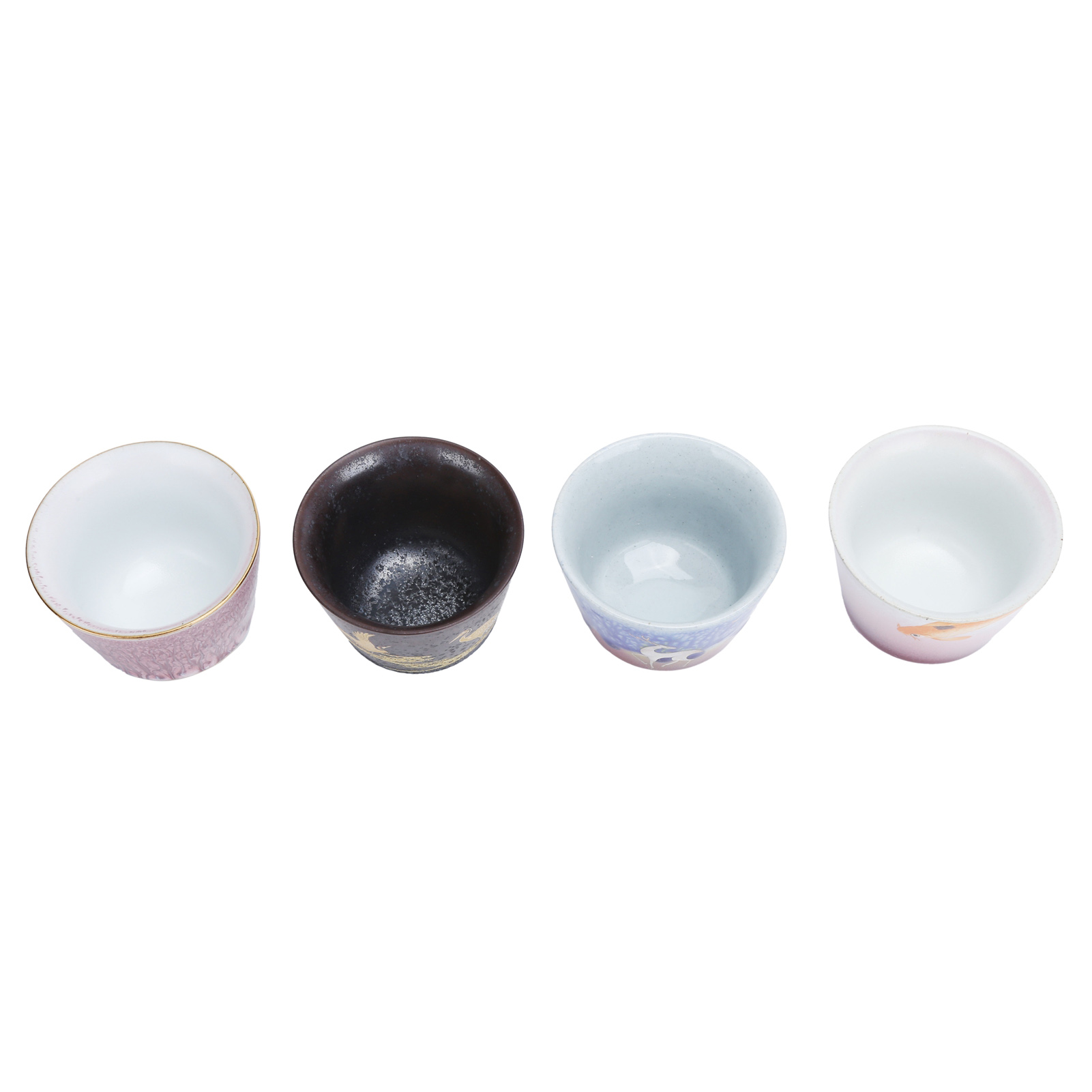 Set Aus 4 Handgefertigten Keramik-teetassen Im Japanischen Kung-fu-stil, Trinkbecher, Geschenkidee Für Zuhause