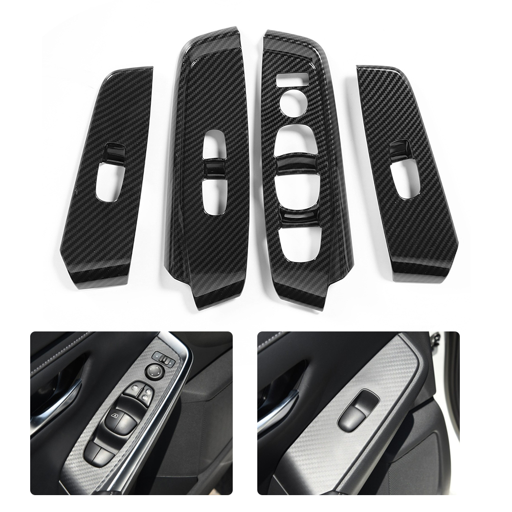 4-teiliges Set Fensterheberschalter-abdeckungen In Carbonfaser-optik, Passend Für Nissan Sylphy Sentra 2020