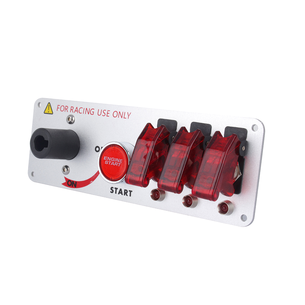 5-in-1-wippschalterpanel, 12 V Dc Mit Startknopf Und Led-anzeige Für Autos, Aufklappbares Zündschloss