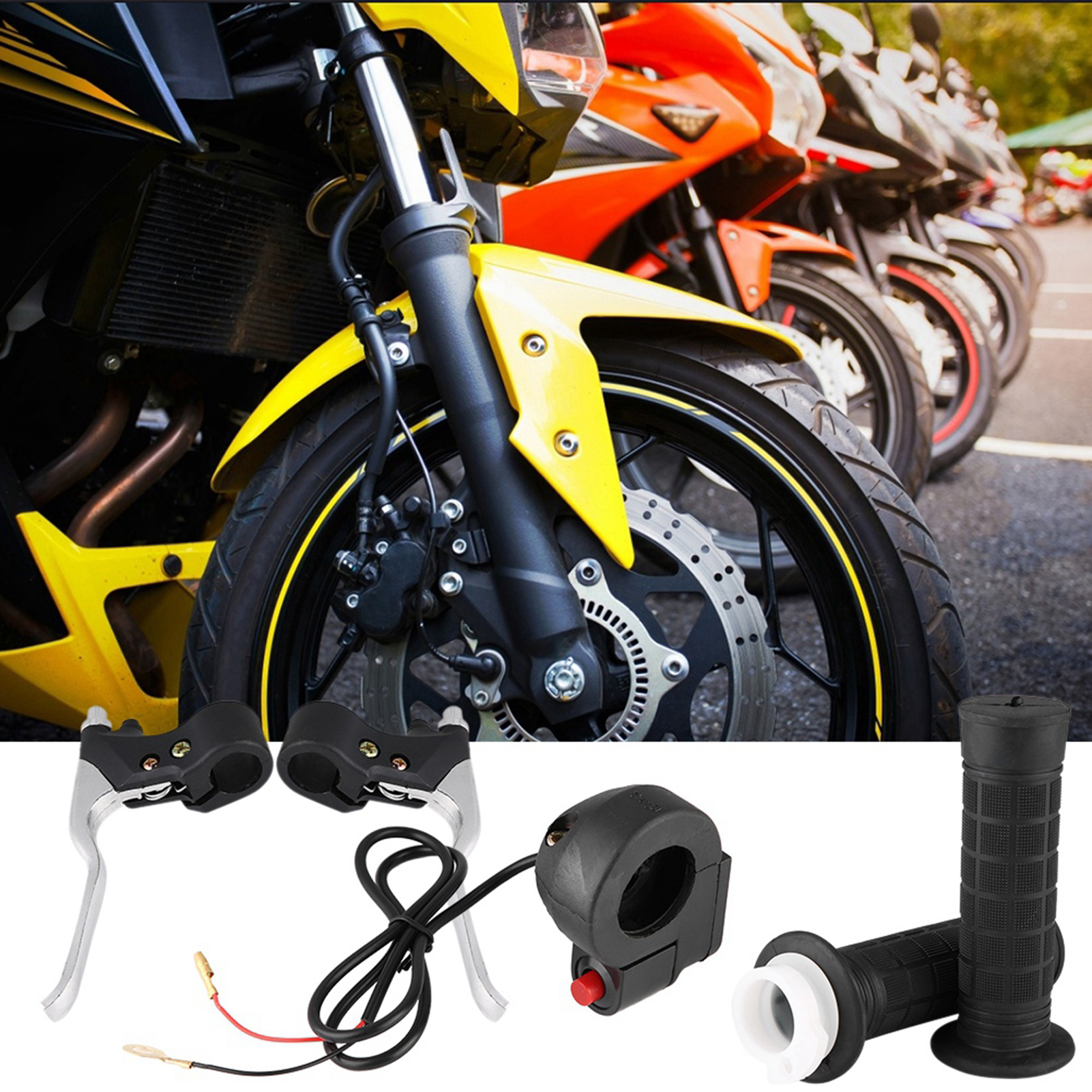 Lenkergriffe + Start/stop-schalter + Gasgriff Und Bremshebel Für Mini Pocket Bike, Komplettset.