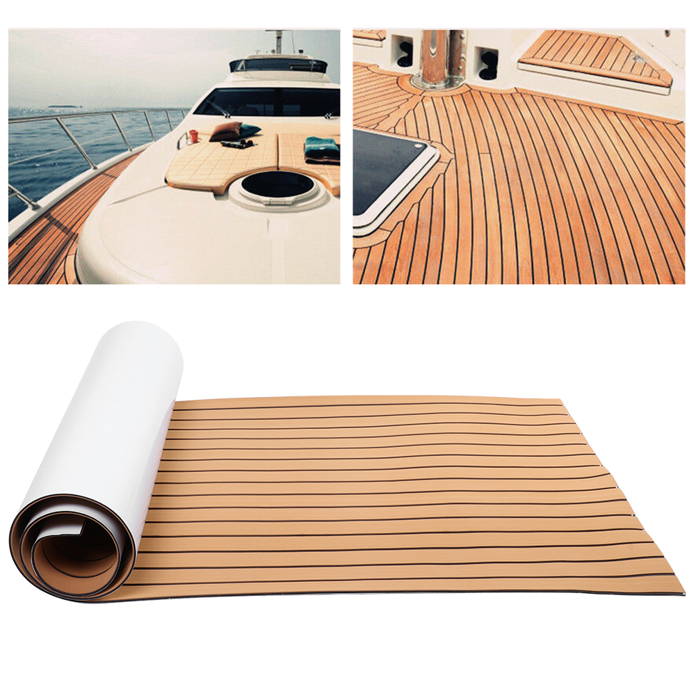 90x240cm Marineboot-synthetikbodenbelag, Selbstklebend, Eva-schaum, Yachtdeckplatte (gold/schwarz)