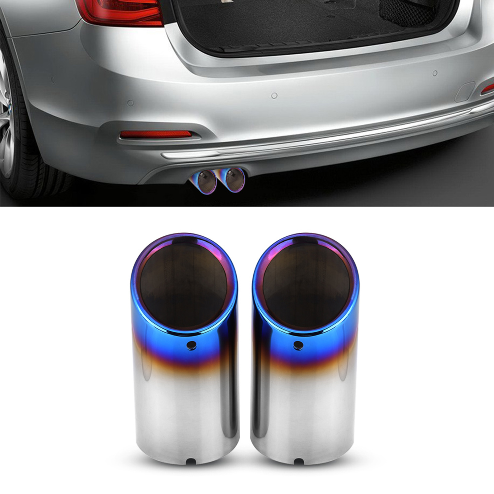 Paar Verchromte Auspuffblenden Für Bmw 3er E90 E92 E93 328i 325i – Doppelte Schalldämpfer-endkappen, Edelstahl-finish, Autozubehör