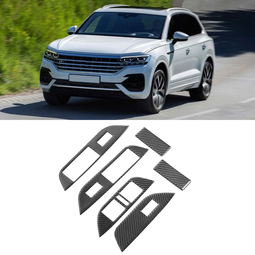 6-teiliges Set Abdeckungen Für Fensterheberschalter Aus Kohlefaser Für Linkslenker, Passend Für Vw Touareg 11-18