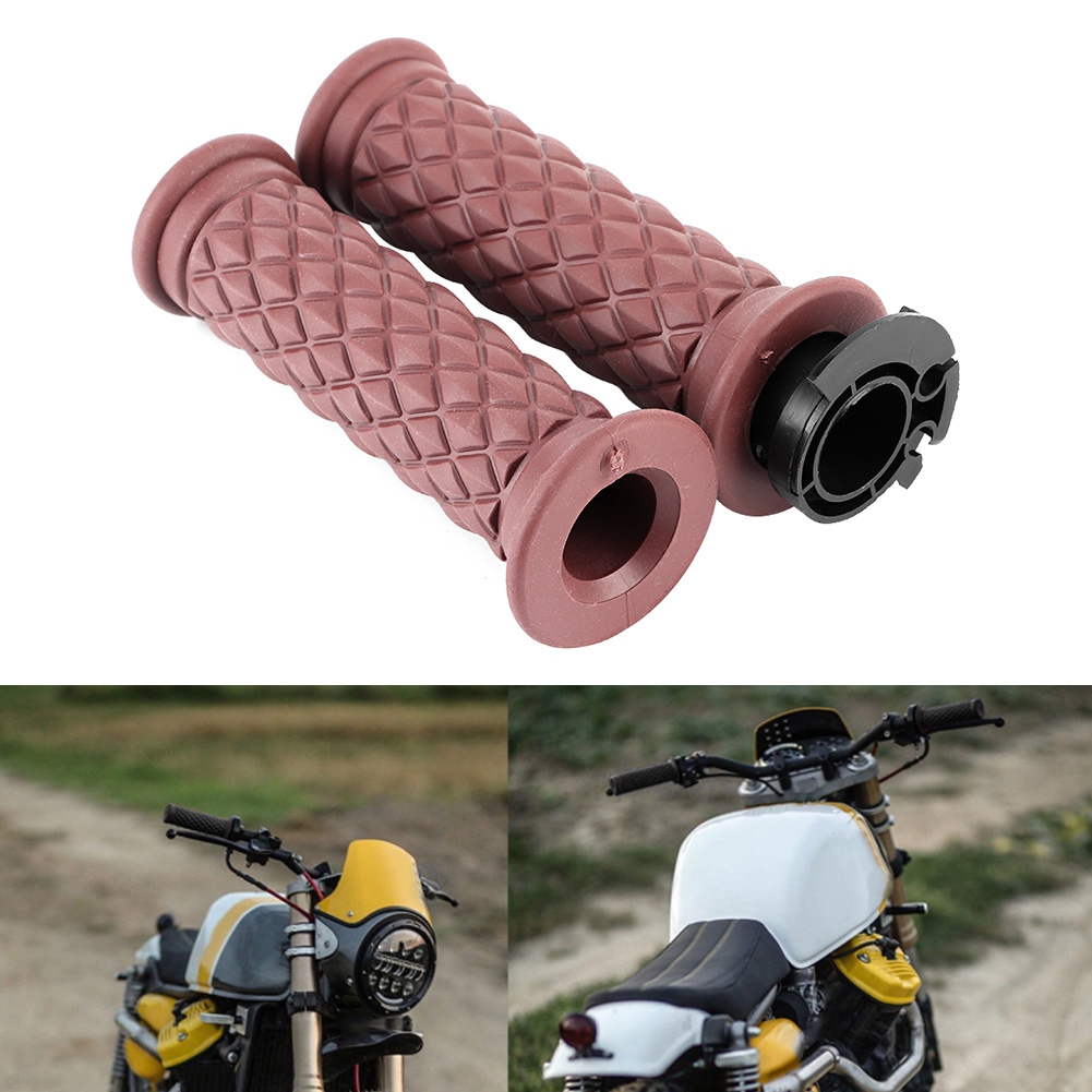 2 Stück 7/8 Zoll Motorrad-lenkergriffe Im Retro-stil, Rutschfest, Modifizierte Fahrteile, Kaffee