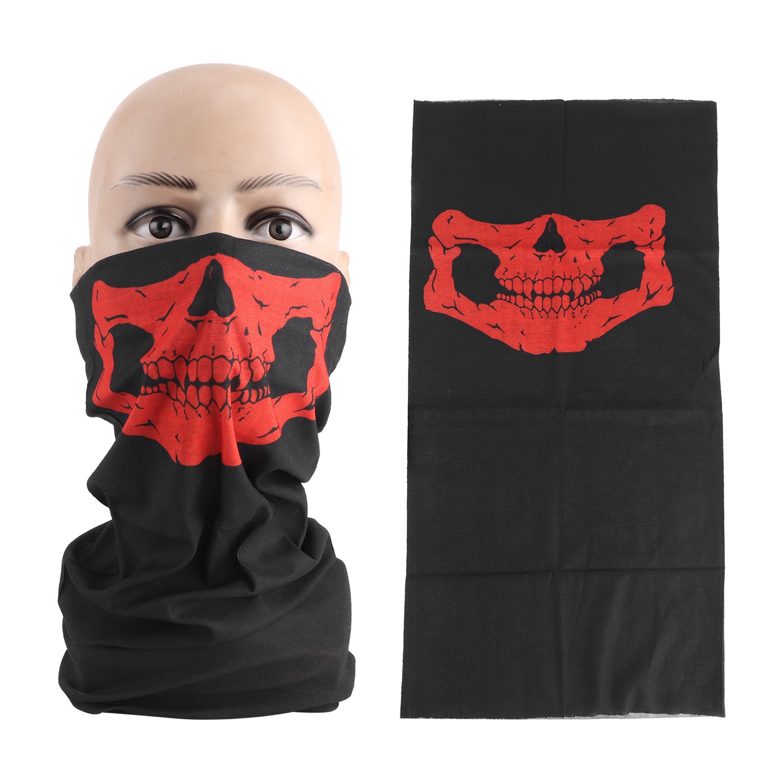 Roter Nackenwärmer Für Radfahrer/motorradfahrer, 2er-pack, Nahtloser Nackenwärmer Mit Totenkopfmotiv, Atmungsaktiver Nackenschutz Für Damen Und Herren, Multifunktionaler Schal Zum Schutz Vor Wind Und