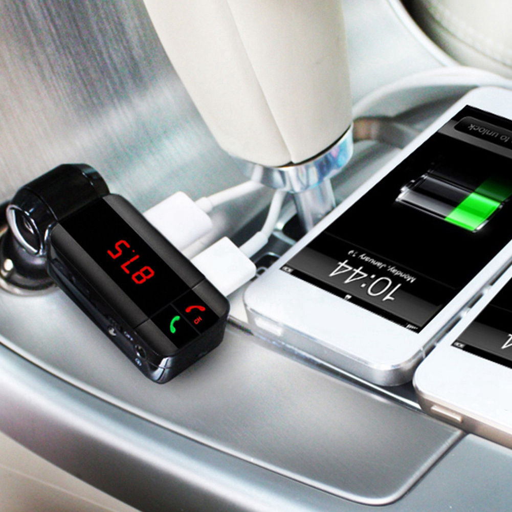 Bluetooth-freisprecheinrichtung Fürs Auto, Drahtloser Fm-transmitter, Mp3-autoradio-player, 2-port-usb-ladegerät, Led-bildschirm, Smartphone-kompatibel.