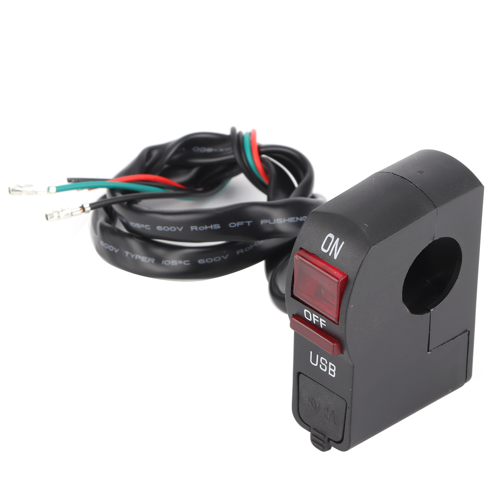 5v 2a Motorrad-lenkerschalter Mit Ein-/ausschalter Und Wasserdichtem Usb-ladegerät Für 22-mm-lenker, Wasserfeste Motorradleuchte, Motorradzubehör Mit Schnellladeanschluss