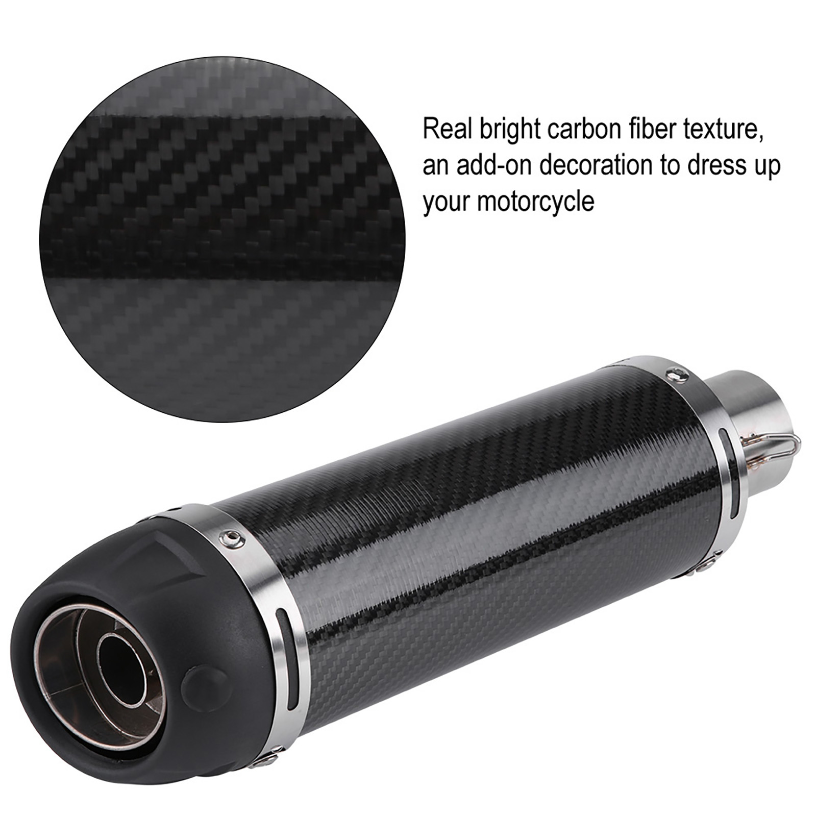 Universeller 51-mm-motorradschalldämpfer Aus Kohlefaser, Modifizierter Auspuff Mit Glänzender Oberfläche Und Echtkohlefaser-finish, Mit Db-killer