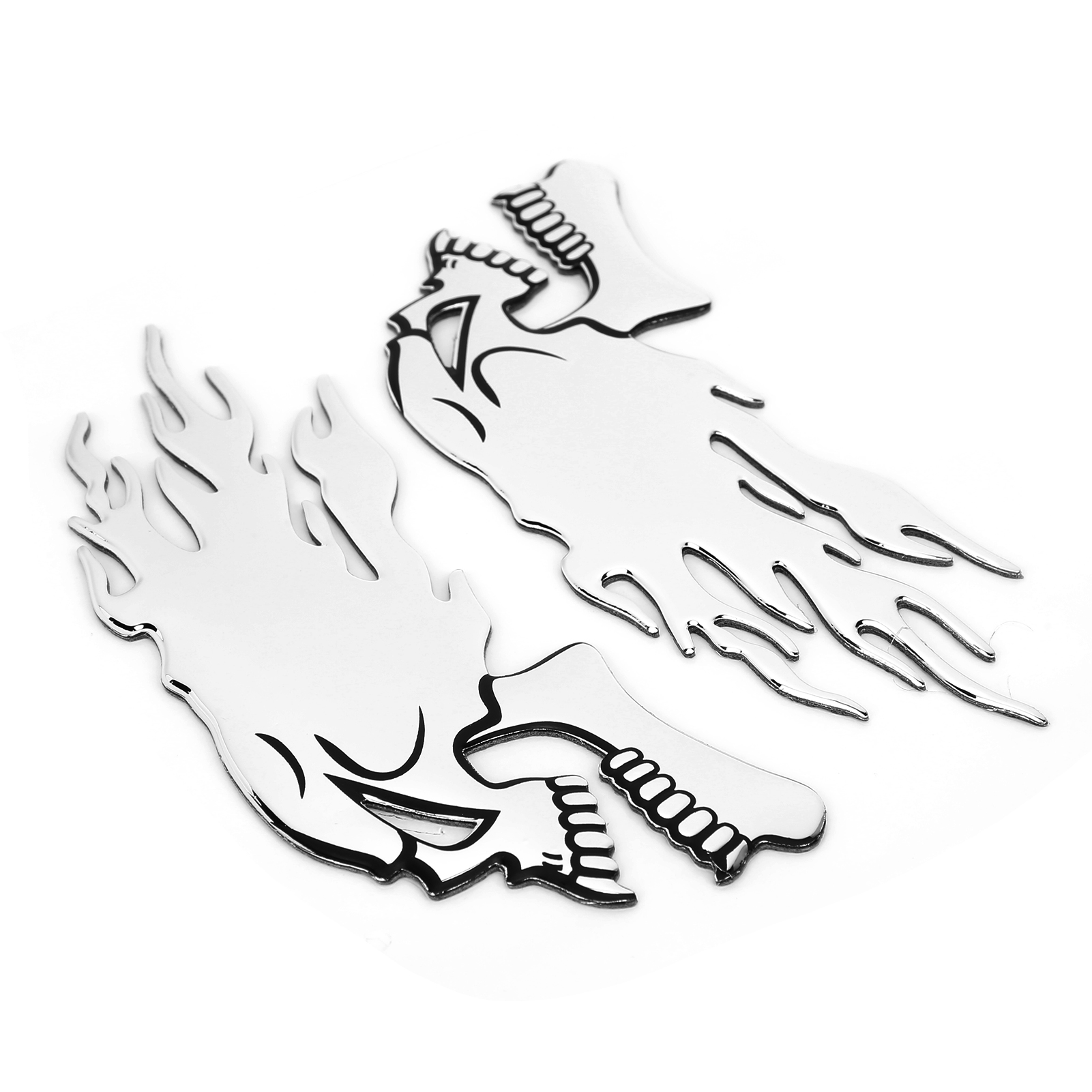 Stück 3d Flammen-totenkopf Dekorative Universal Motorrad Tankaufkleber Silber