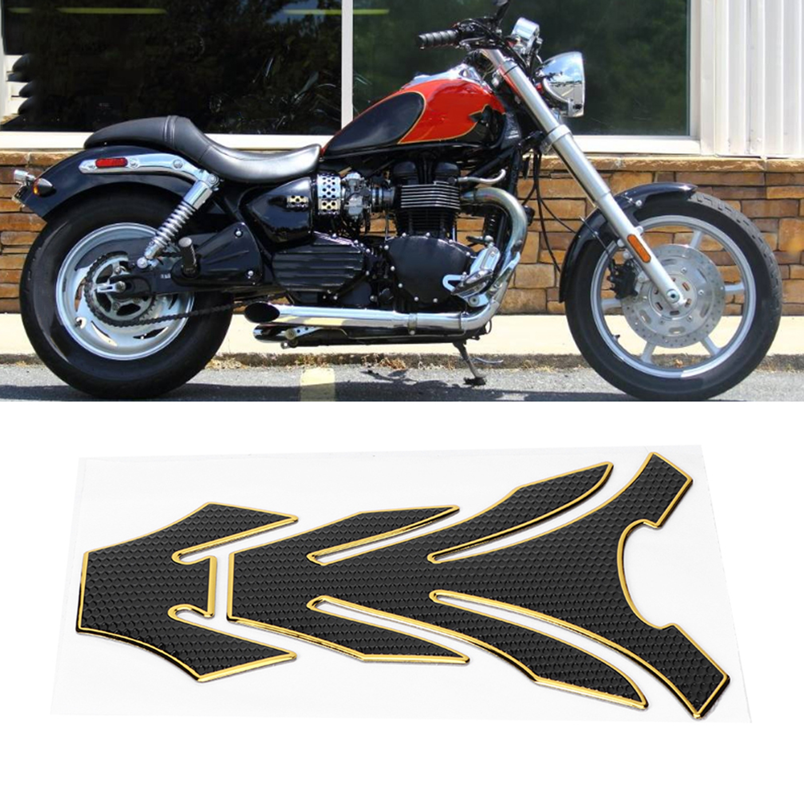 Motorrad-benzintank-aufkleber-pad-schutzdekoration Passend Für Yamaha (schwarz/gold)