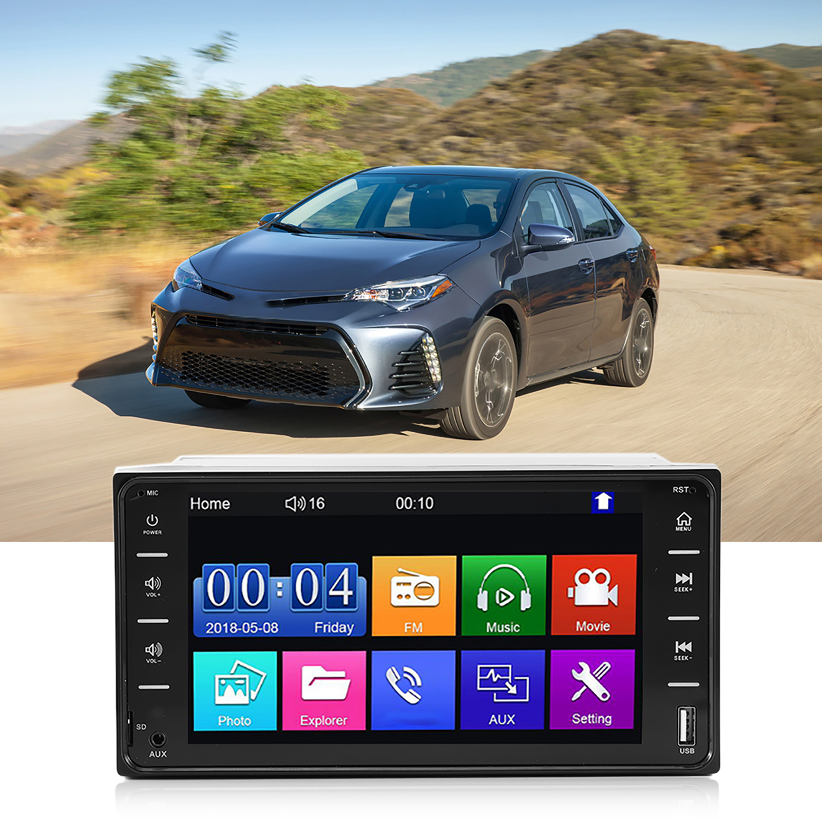 7-zoll-autoradio Mit Mp5-player, Fm-stereoanlage, Bluetooth Und Freisprecheinrichtung, Passend Für Toyota Corolla