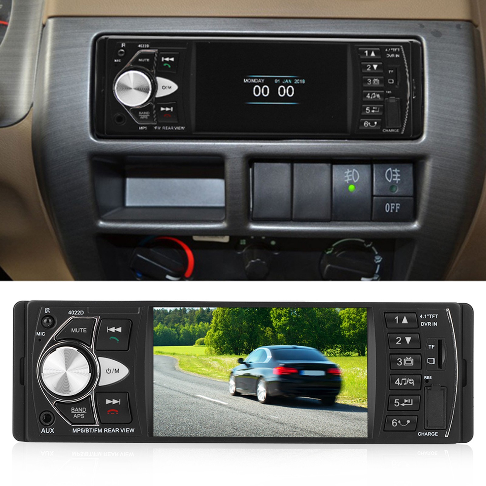 4,1-zoll-autoradio Mit Fm-stereoanlage, Mp5-player, Freisprecheinrichtung Und Bluetooth-mikrofon