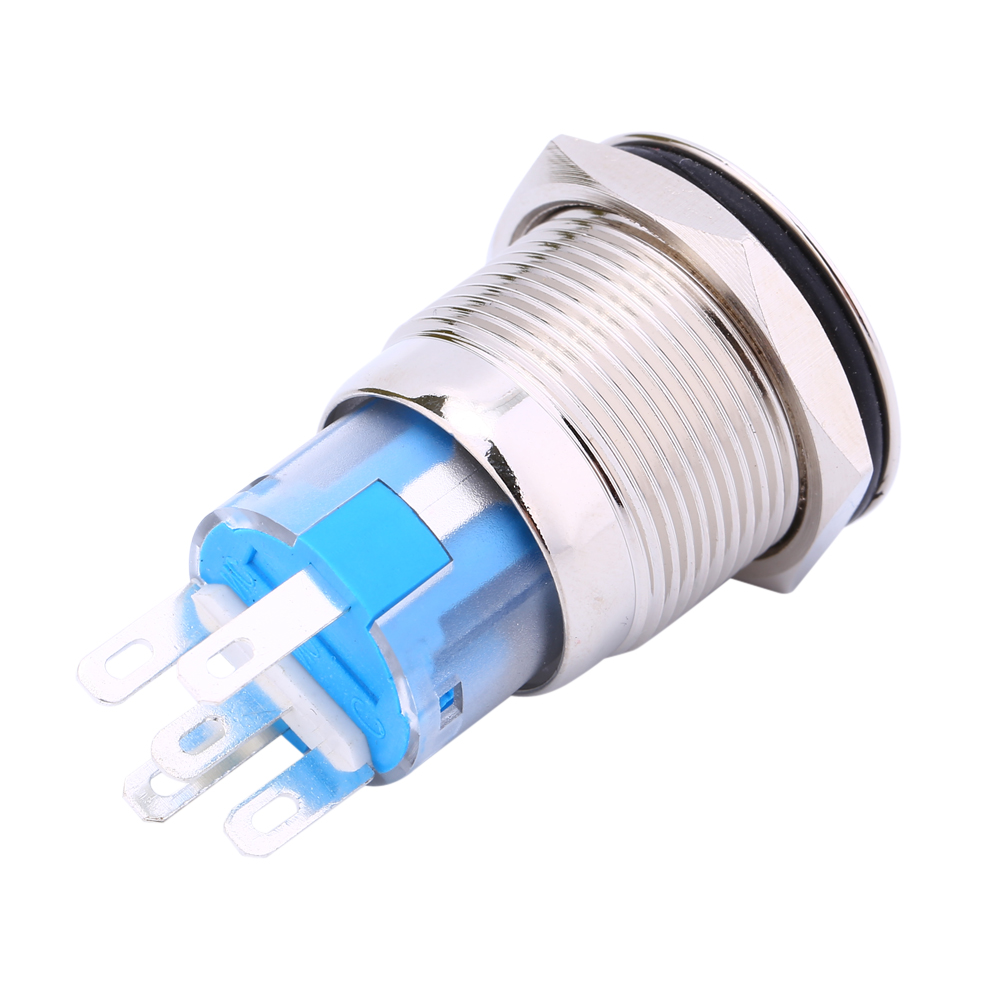12v 19mm Metall-druckknopfschalter, Blaues Led-angel-eye, Auto-wippschalter, Beleuchtet, Bedienfeld.