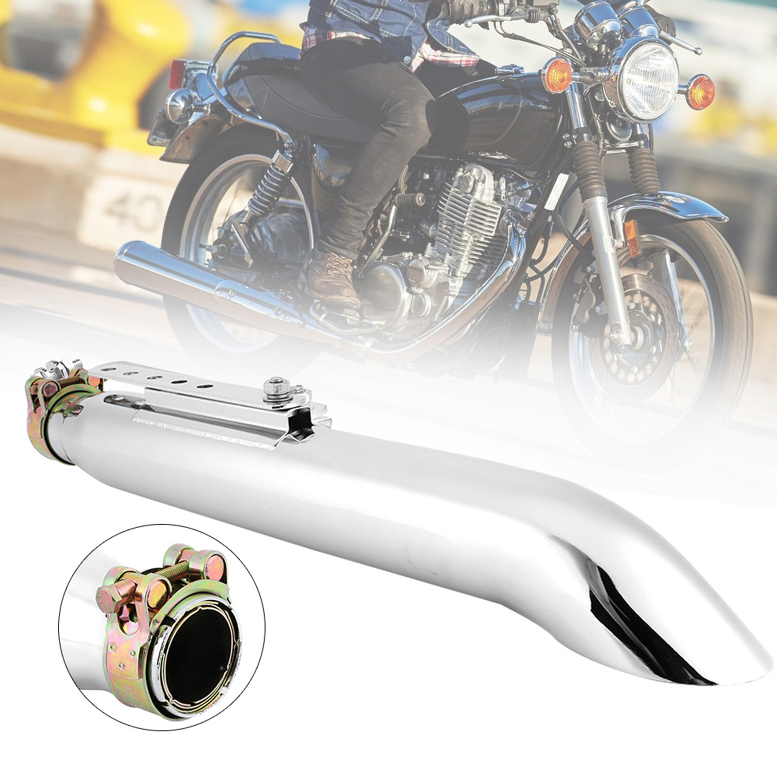 Universeller Retro-motorradschalldämpfer, Chromauspuff Mit 35/39/43-mm-reduzierstück, Galvanisierter Schalldämpfer, Vintage-motorradzubehör.