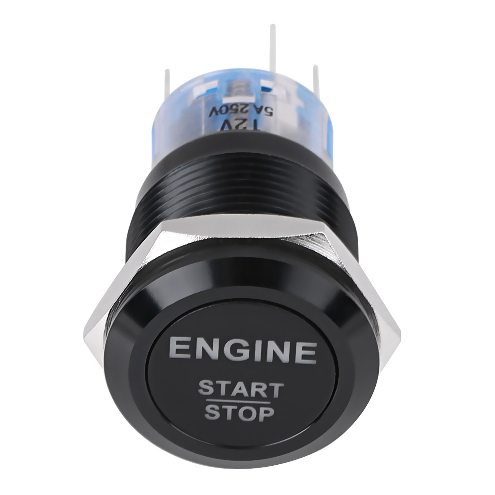12-v-startknopf Für Pkw-motoren Mit Weißer Led, Start-/stoppschalter Aus Schwarz Verzinkter Aluminiumlegierung, Robustes Autoteil