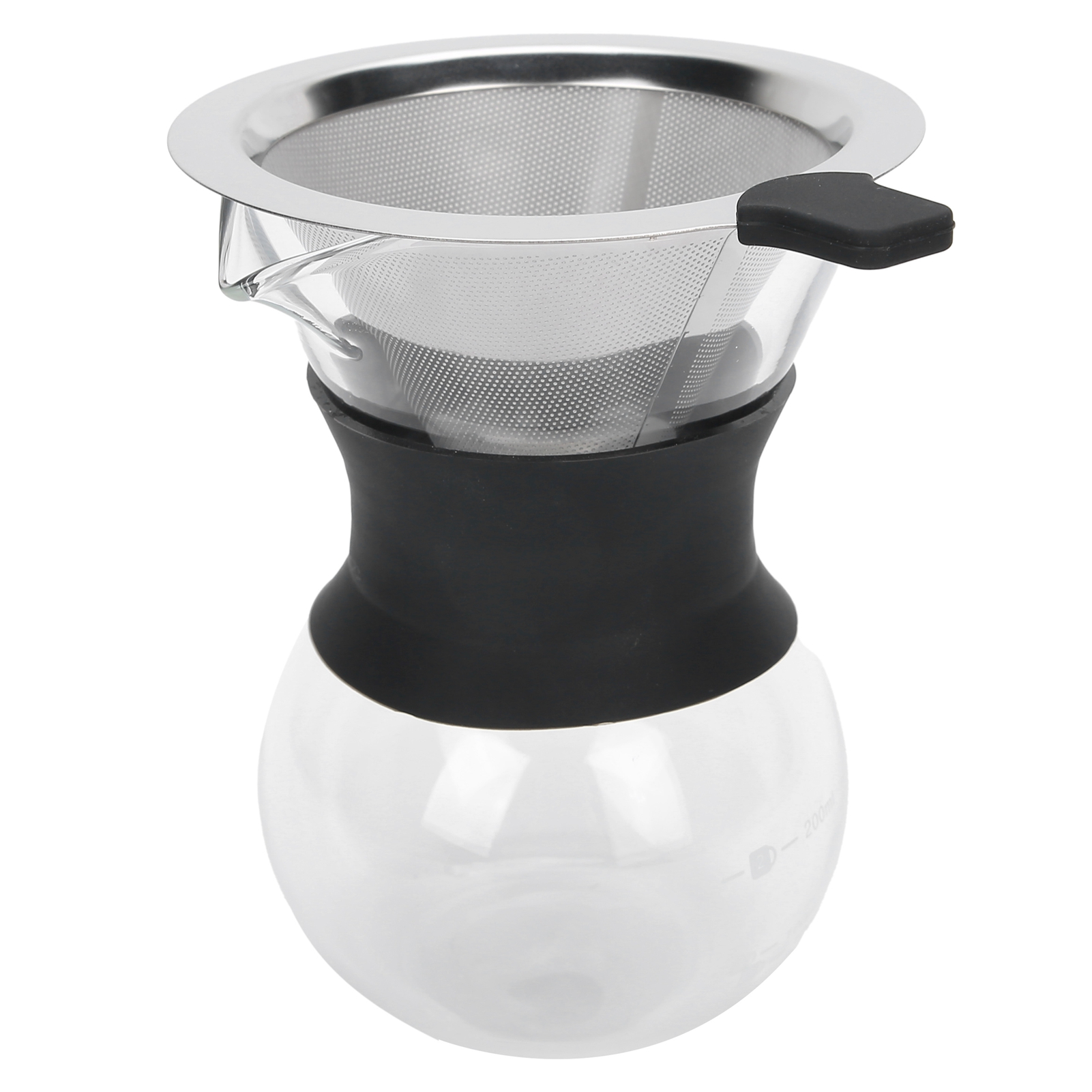 Wiederverwendbare Glaskaffeekanne Mit Edelstahlfilter, 200 Ml Manuelle Filterkaffeemaschine.