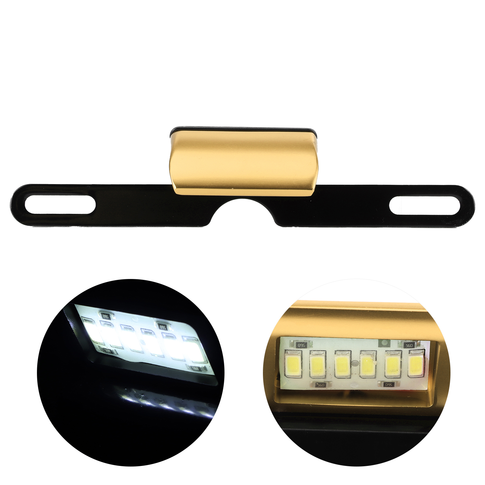 6-flammige Led-kennzeichenbeleuchtung Für Motorräder, Rücklicht Aus Goldfarbenem Cnc-gefrästem Aluminium, Universelle Kennzeichenbeleuchtung, Beleuchtete Kennzeichenhalterung Für Motorräder