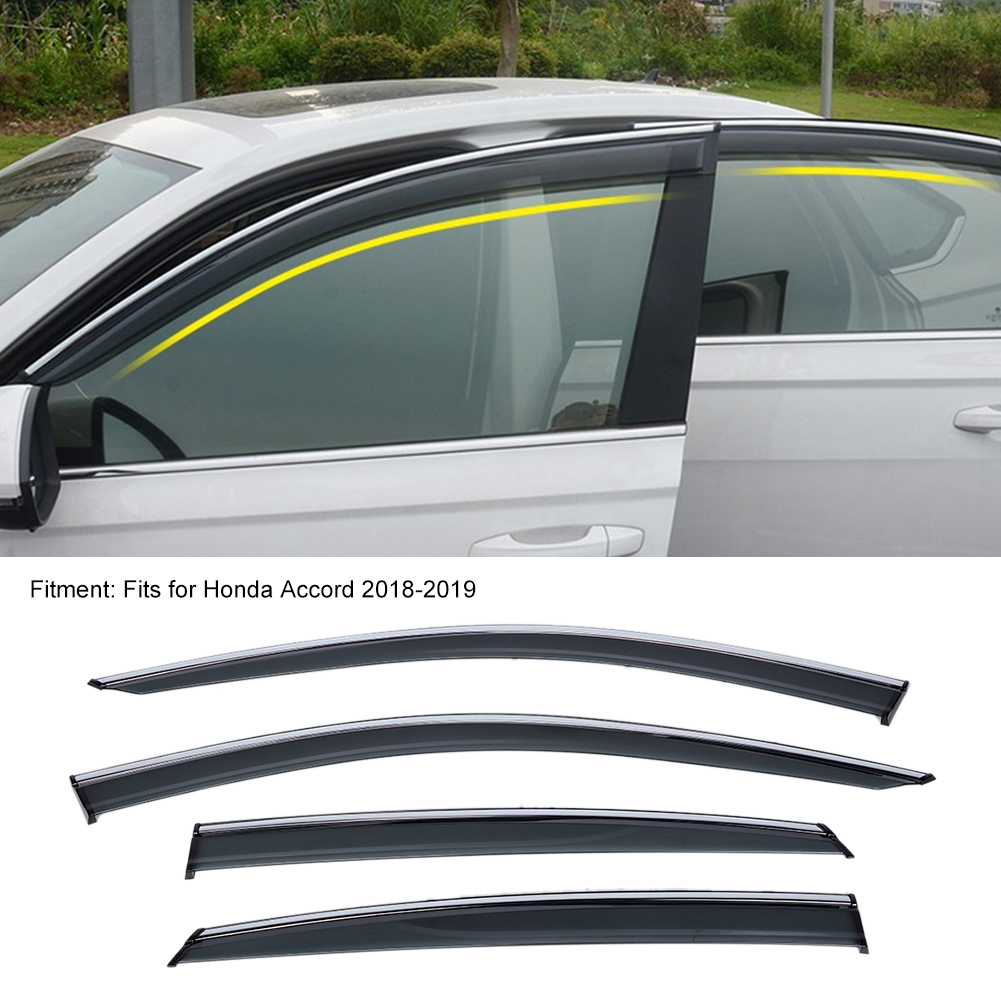 4-teiliges Set Getönter Fensterblenden/sonnen- Und Regenschutz Passend Für Honda Accord 2018-2019