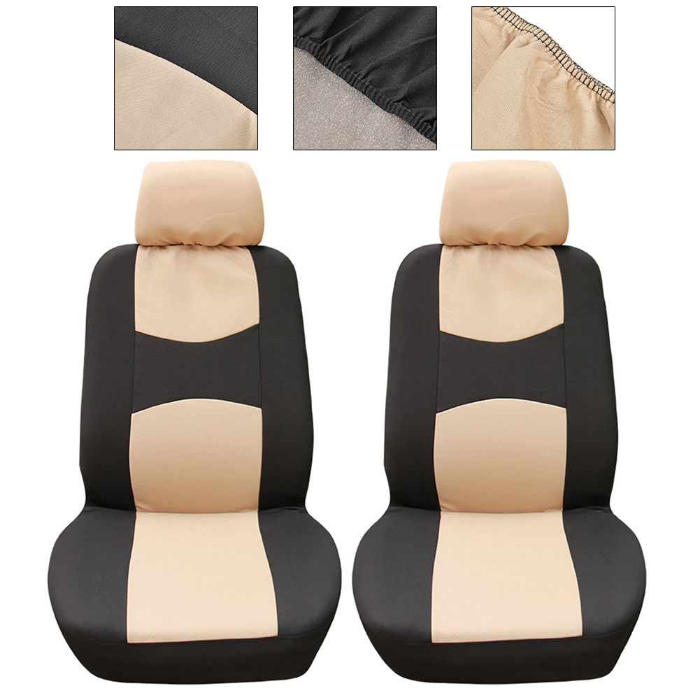 4-teiliges Universelles Auto-vordersitz-schutzbezug-set, Innenausstattung Für Alle Jahreszeiten (beige/schwarz)