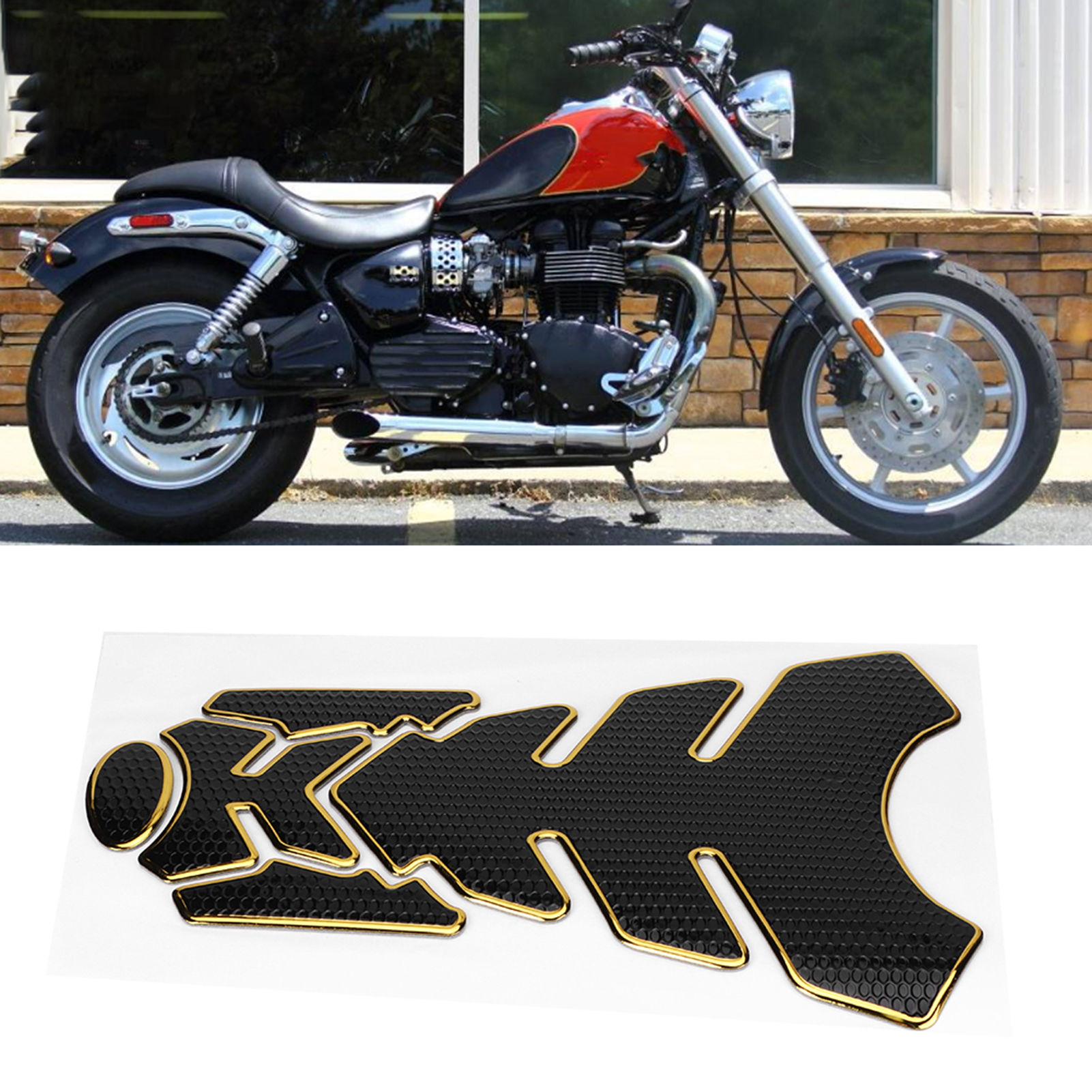 3d Motorrad-benzin-/öl-kraftstofftank-aufkleber-pad-schutzdekoration Passend Für Yamaha (schwarz/gold)