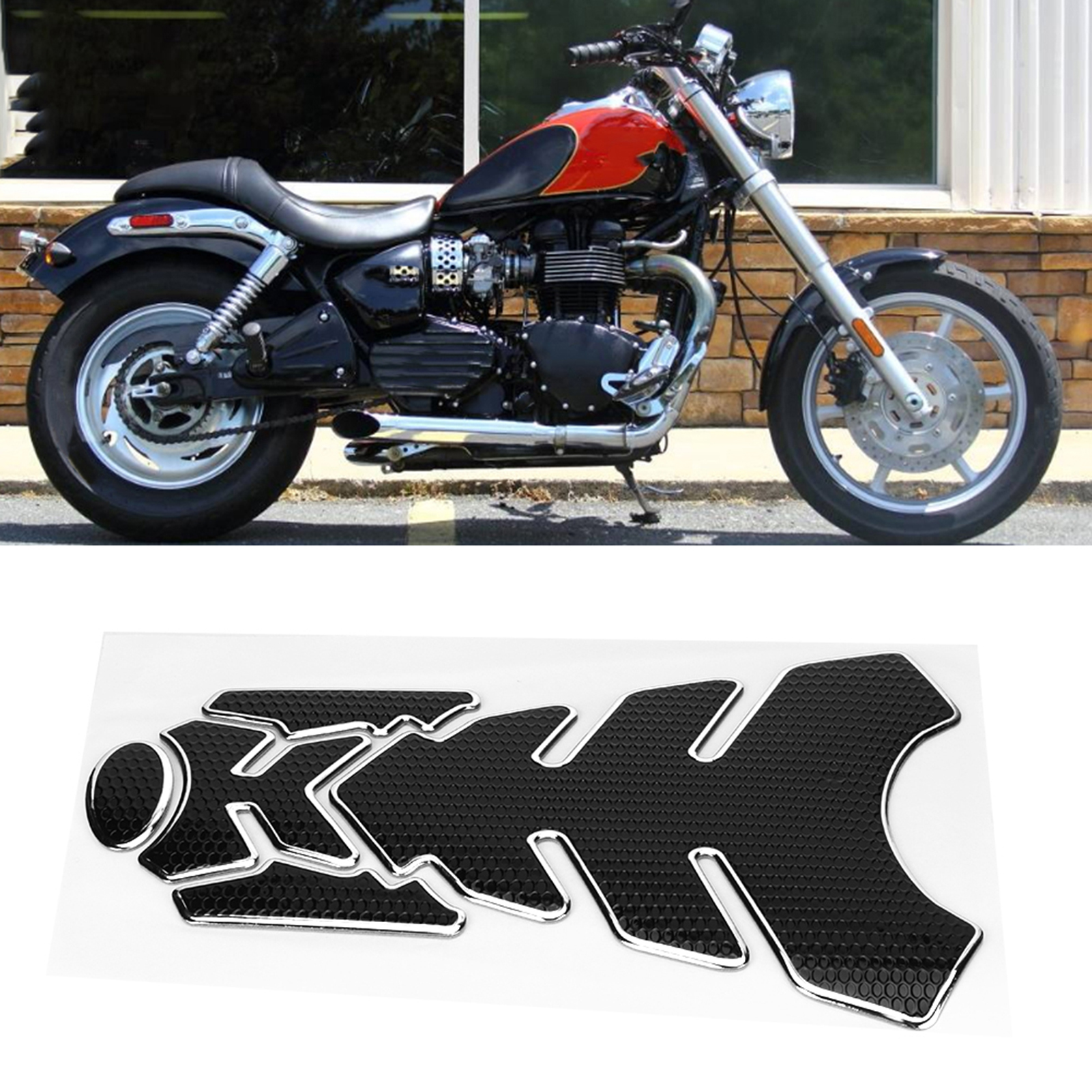 3d Motorrad-benzin-/öl-kraftstofftank-aufkleber-pad-schutzdekoration Passend Für Yamaha (schwarz/silber)