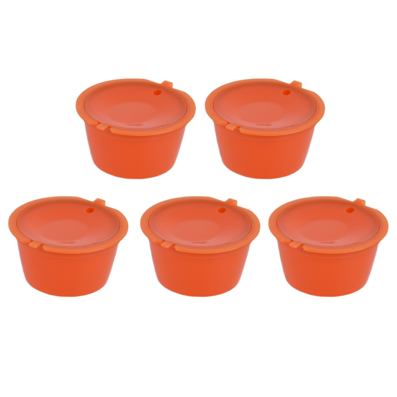 5 Stück 50 Ml Wiederverwendbare Kaffeekapseln Mit Löffel Für Dolce Gusto Kaffeemaschinen, Orange
