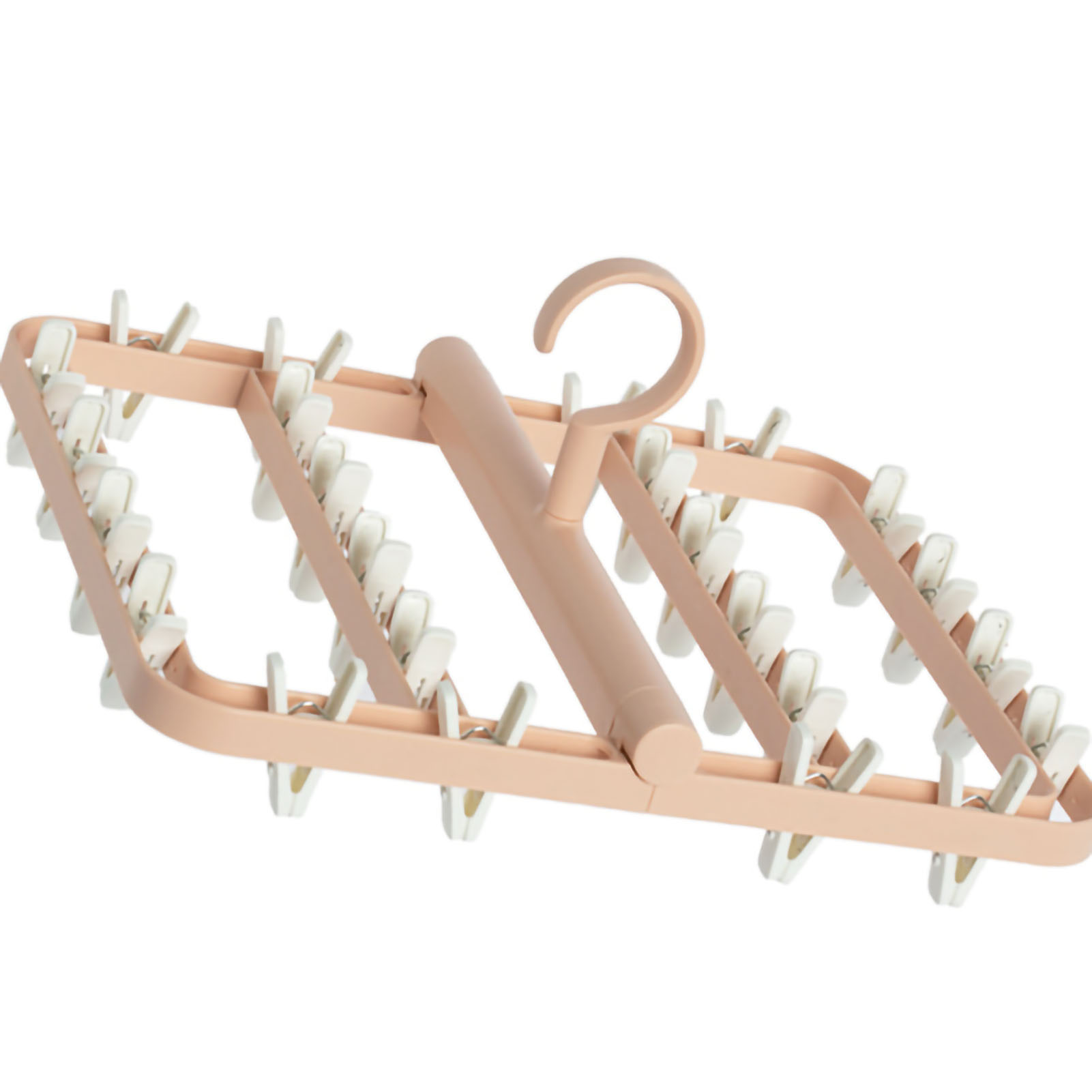 Zusammenklappbarer Wäscheständer Matrix Mit 24 Klammern Für Socken, Unterwäsche Und Slips, Rosa