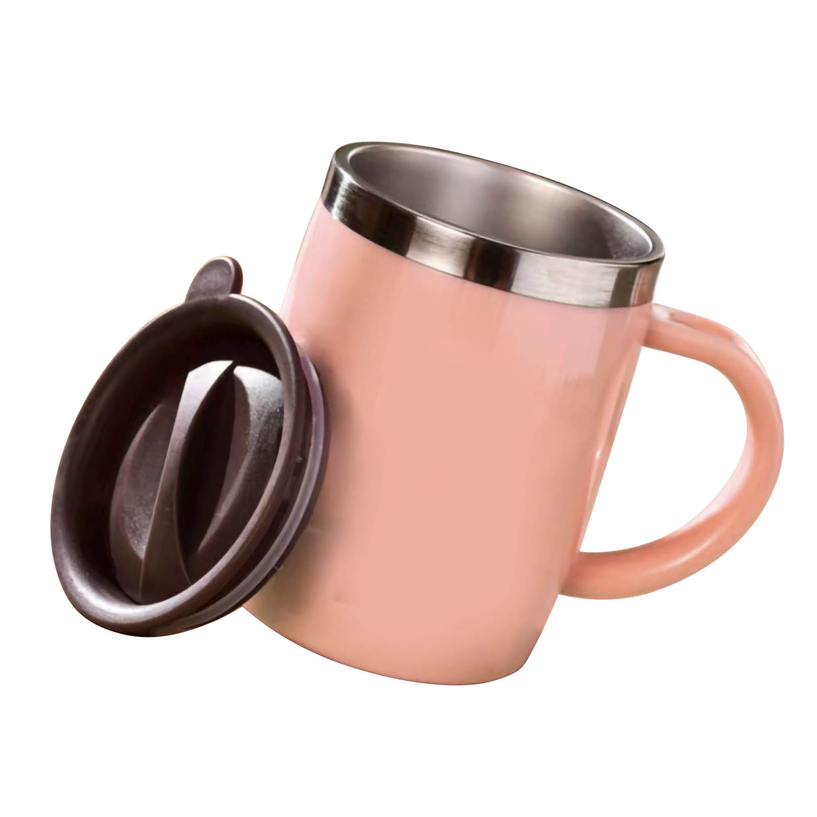Kaffeebecher Aus Edelstahl 304 Mit Deckel, Rosa, 420 Ml, Stoßfest, Ideal Für Büro Und Zuhause.