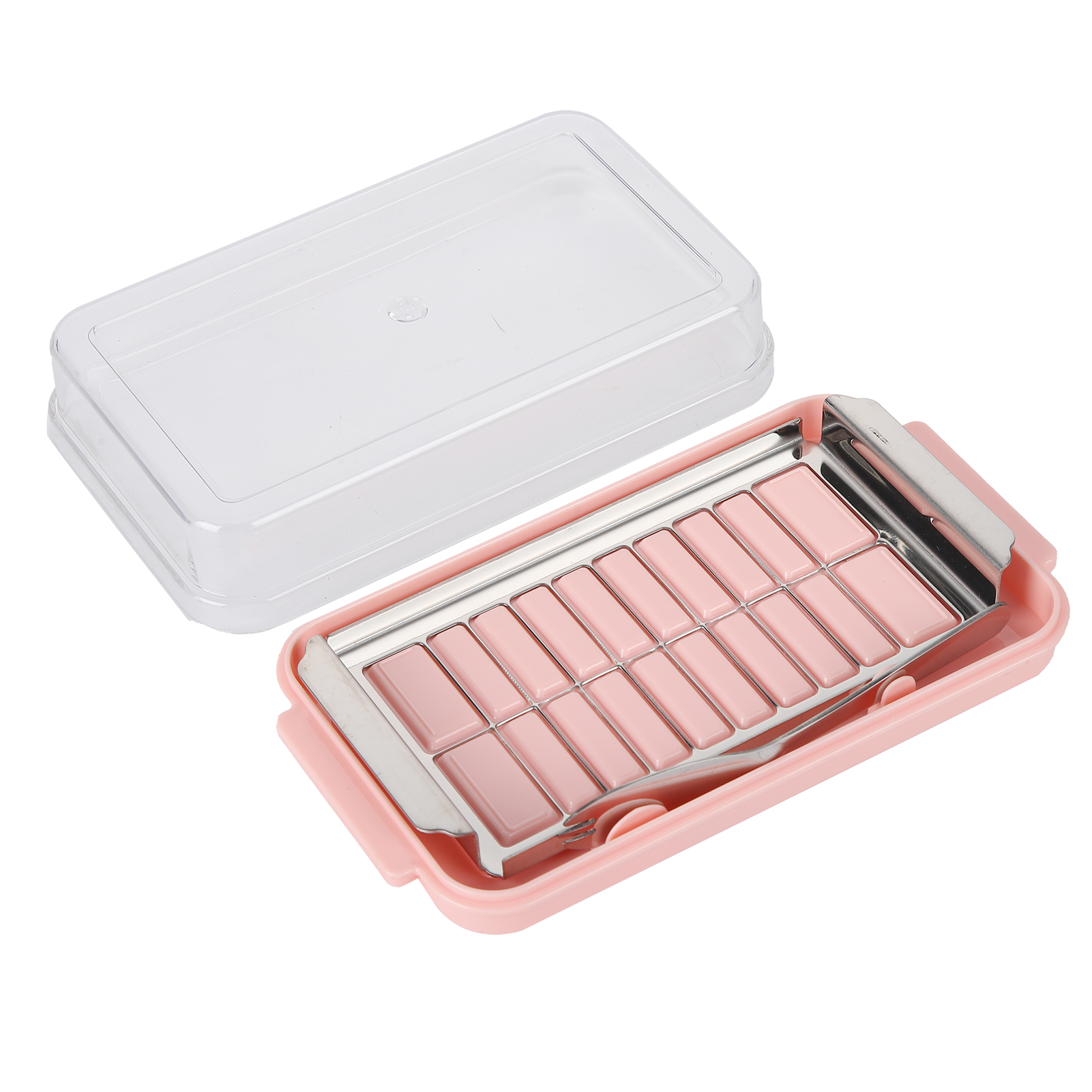 Butterbox Aus Edelstahl Mit Transparentem Deckel, Rosa Gehäuse
