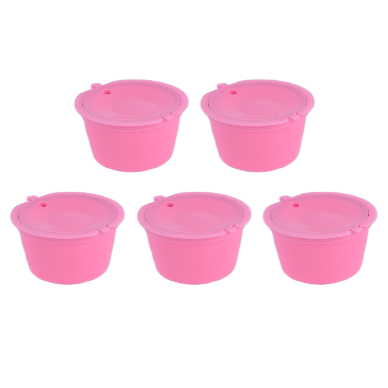 5 Stück 50 Ml Wiederverwendbare Kaffeekapseln Mit Löffel Für Dolce Gusto Kaffeemaschinen, Rosa