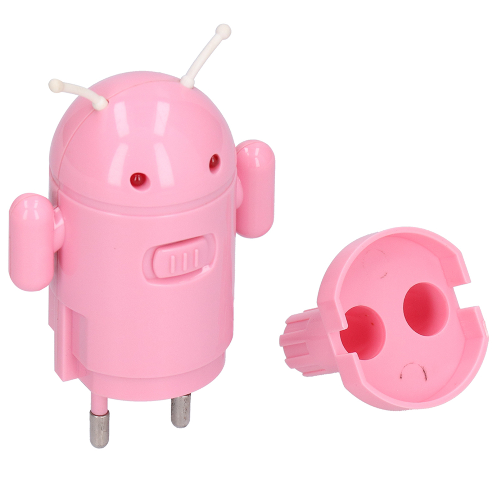 Eu-stecker Auf Usb-adapter, Universelles Wandladegerät In Roboterform, Tragbarer 100-240v-konverter, Rosa Farbe, Für Reisen Und Zuhause.