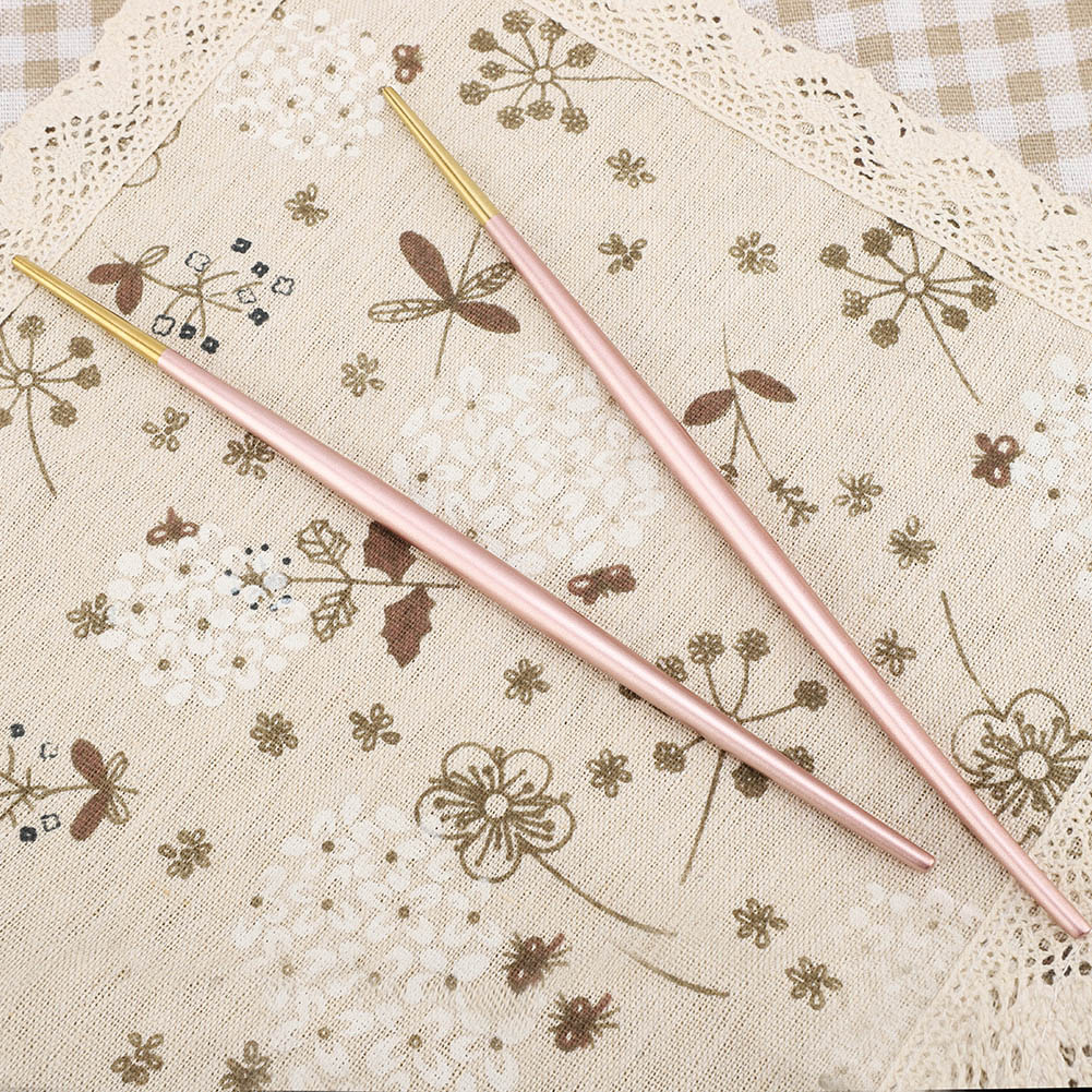 Paar Japanische Essstäbchen Aus Edelstahl 304, Vergoldet, 2er-set Sushi-besteck, Rosa