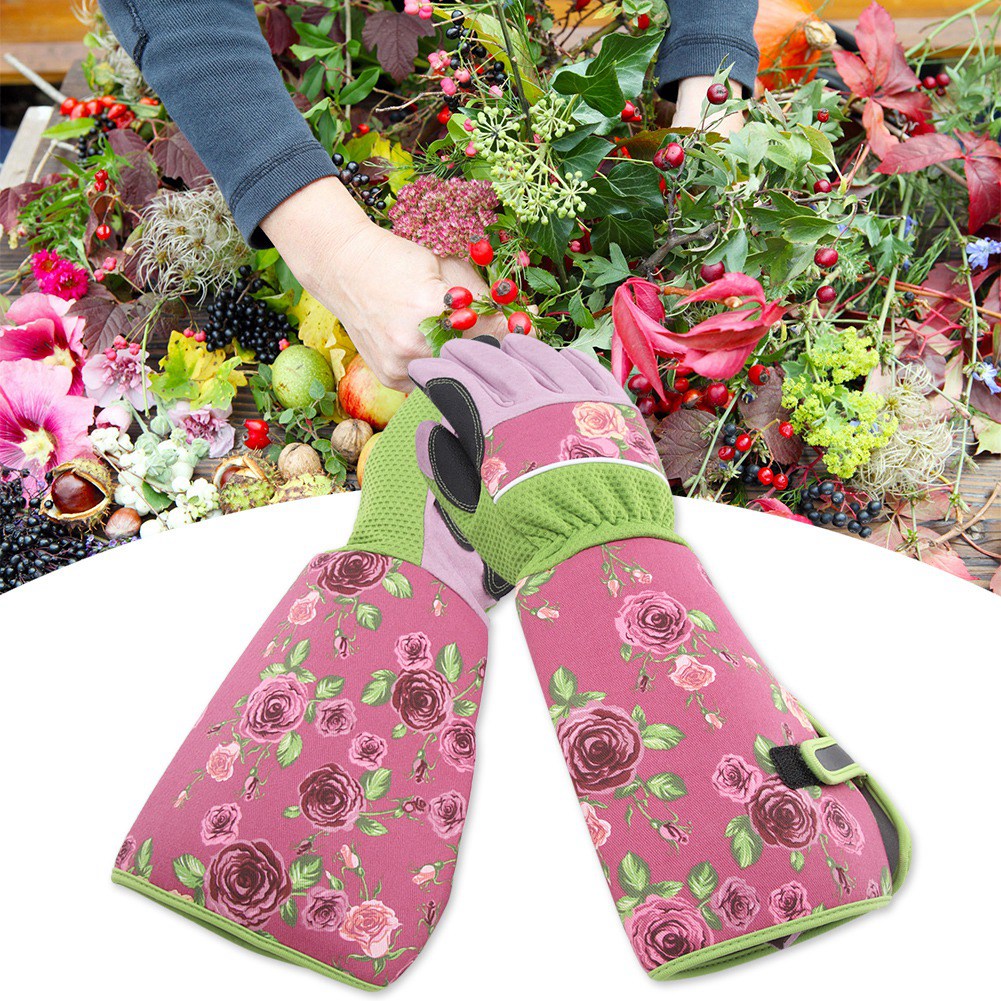 Lange, Pinkfarbene, Durchstichfeste Gartenhandschuhe Für Schneidearbeiten Und Gartenarbeiten, Paar, Pinkfarben, Rutschfest, Handschutz.