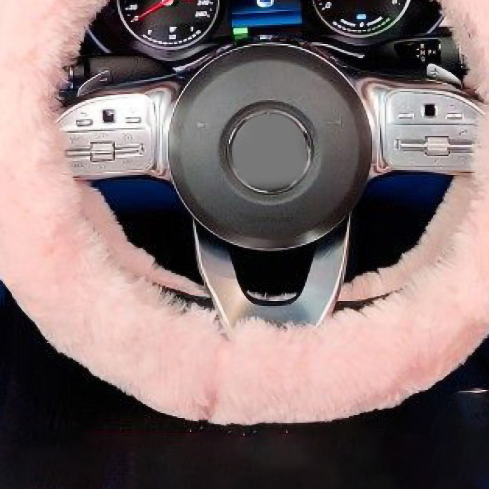 15-zoll-lenkradbezug, Rutschfest, Weich, Warm, Autoschutz, Rosa Plüsch, Niedlicher Lenkradbezug Für Damen