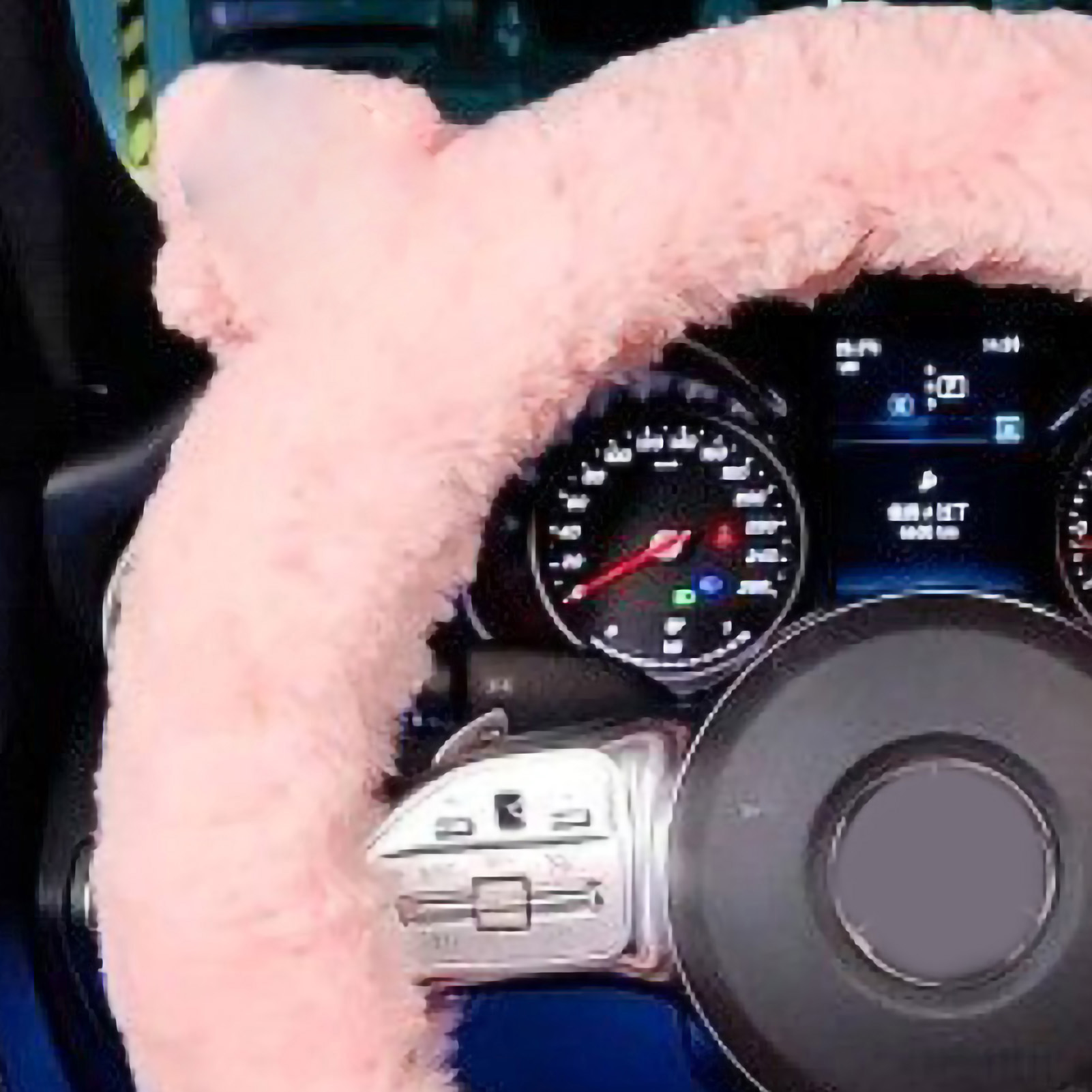 15-zoll-plüsch-lenkradbezug, Weich, Warm, Rutschfest, Niedlicher Schutzbezug Für Frauenautos, Typ 2, Rosa