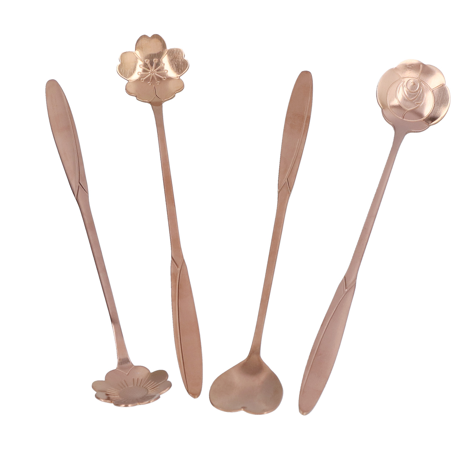 4er-set Rührlöffel In Herzform, Kaffeelöffel, Dessertlöffel, Eisteelöffel, Roségold