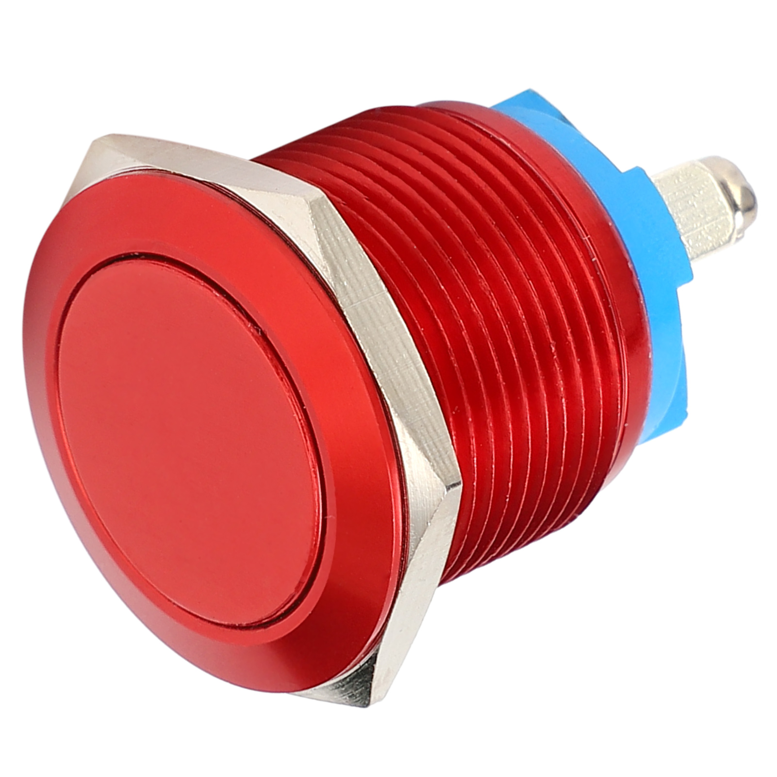 Metall-druckknopfschalter, Flachkopf, Volloxidation, Selbstrückstellung, Jog-schraube, Fuß-leistungssteuerung, 19 Mm (rot)