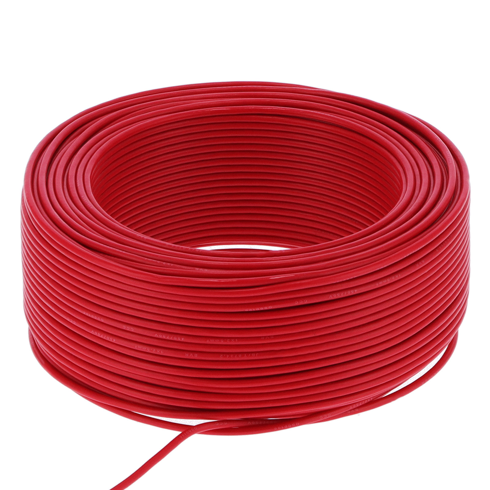 Kupfer-pvc-isoliertes Kabel, 19-adrig, Elektrischer Draht Bvr-1x2,5, 100 Meter, Rot, Ac 450 V