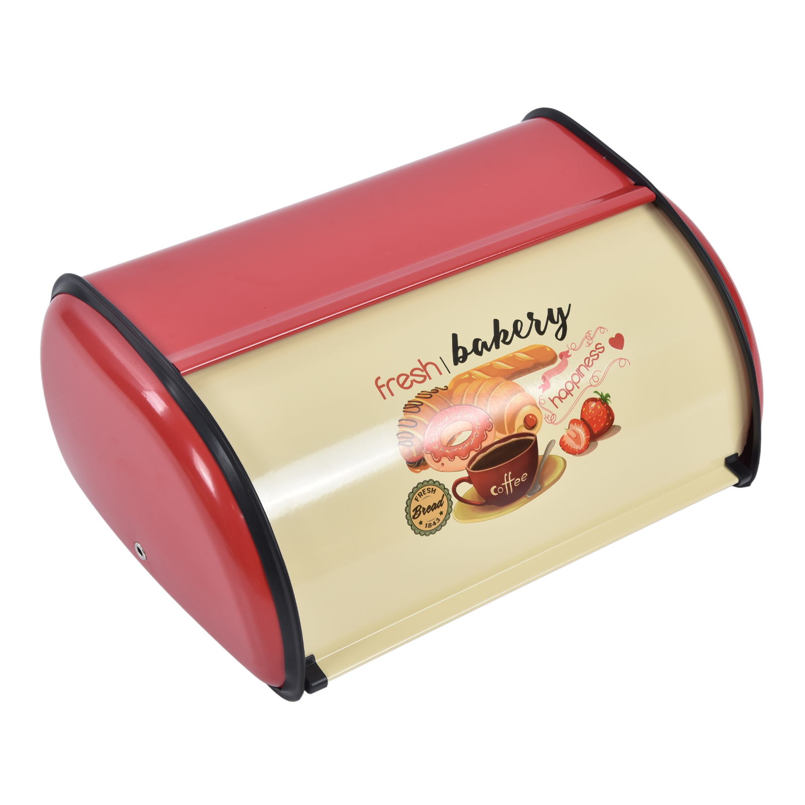 Brotkasten Aus Metall Für Die Küchenarbeitsplatte, Großes Fassungsvermögen, Brotkasten Mit Rolldeckel, Rot