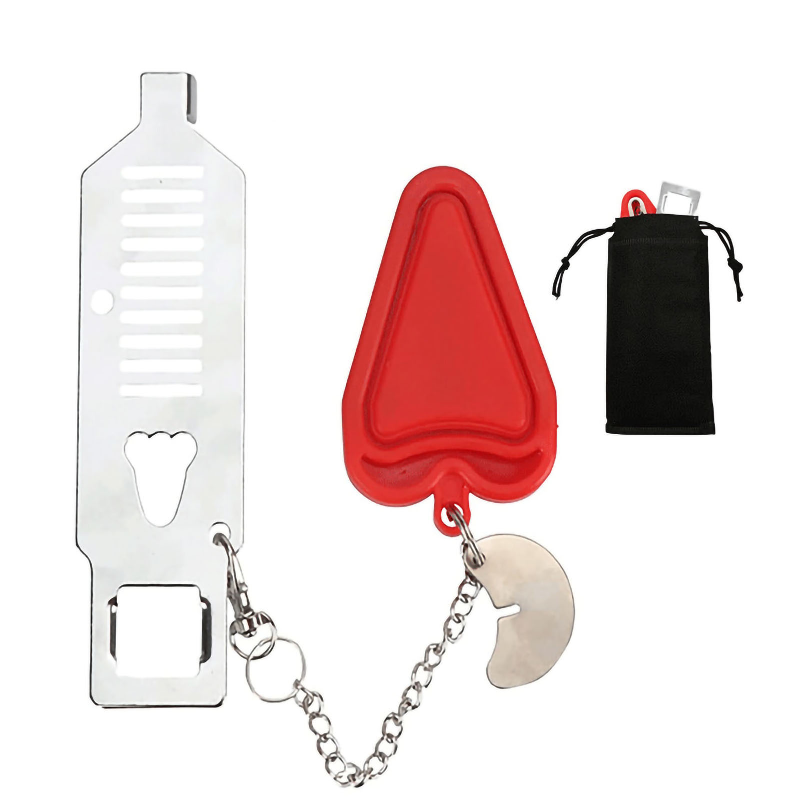 Tragbares Sicherheitsschloss Ohne Bohren, Metallblock, Für Zuhause Und Reisen, Rot, Kleines Loch.