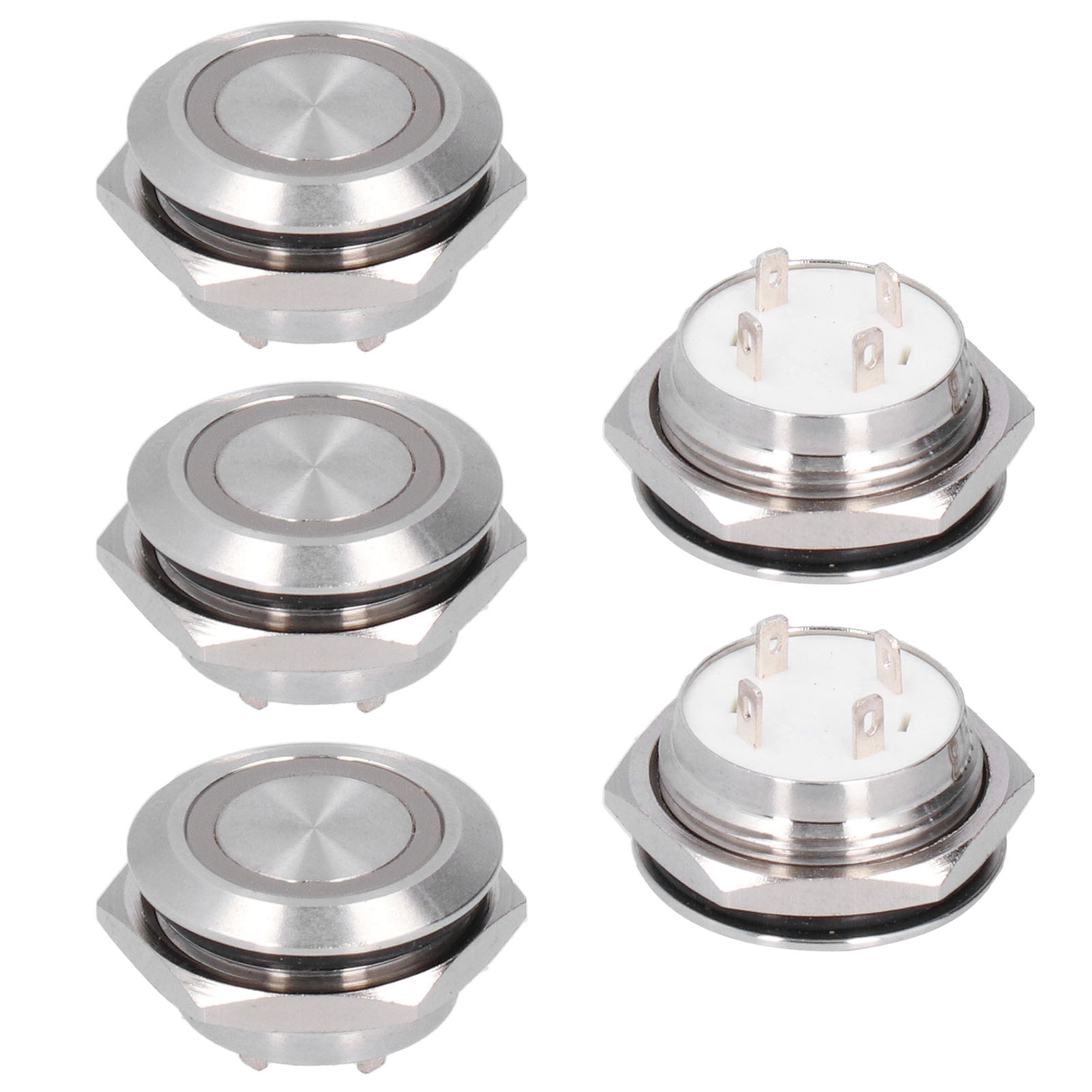 5 Stück Momenttaster Aus Metall, Automatische Rückstellung, Ultradünn, Wasserdicht Mit Led, 19 Mm, Dc 3–6 V, Rot