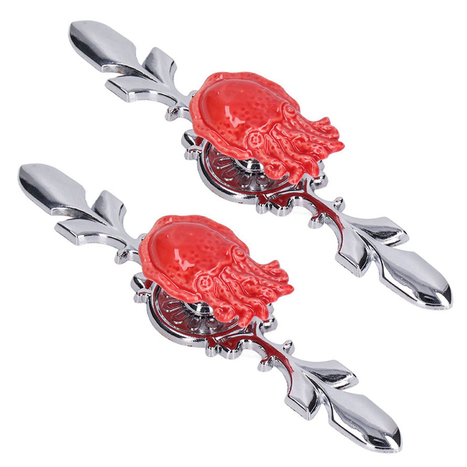2er-set Schubladengriffe Aus Zinklegierung Für Schränke, Kleiderschränke Und Küchenmöbel, Dekoration 1077d Roter Oktopus