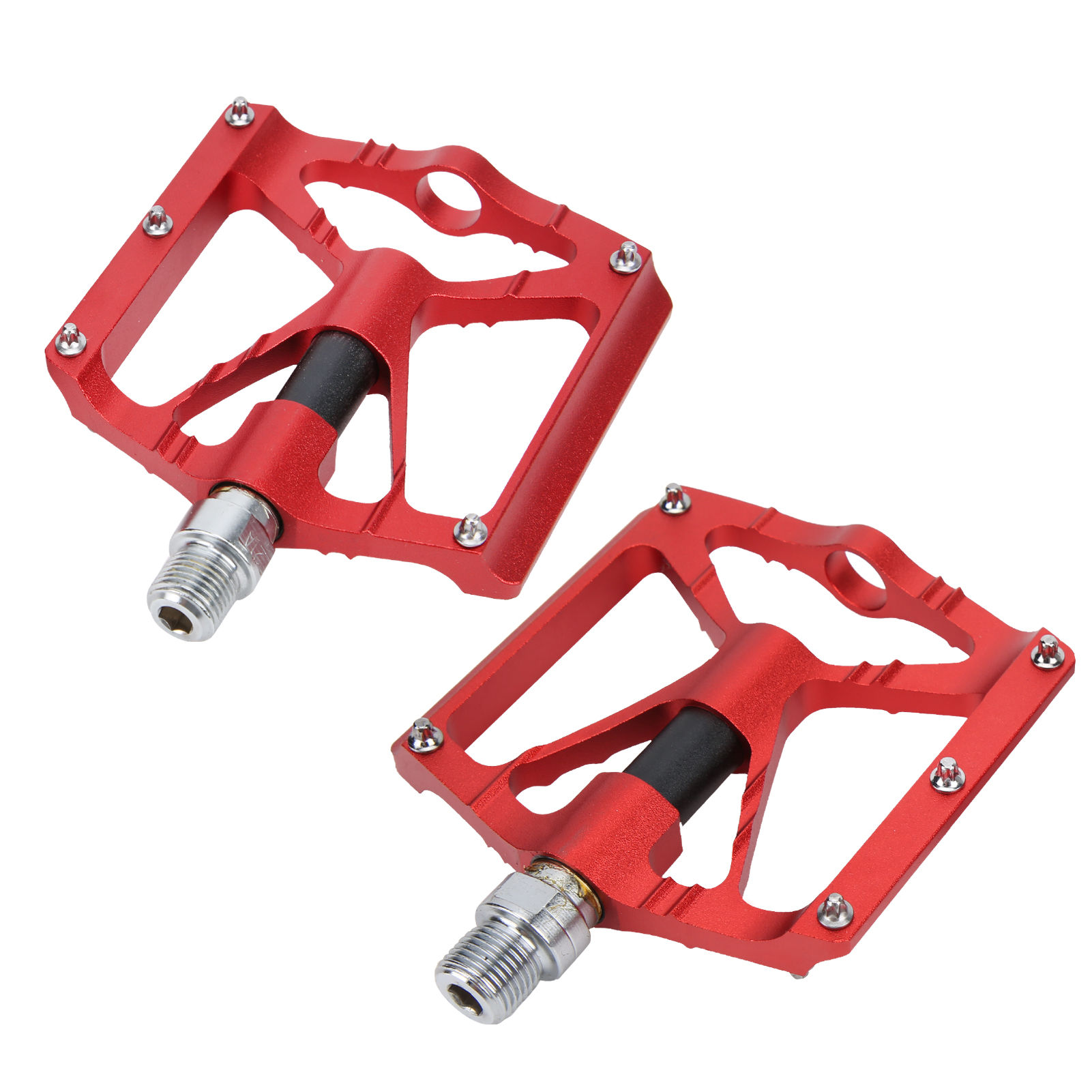 Lot De 2 Pédales De Vtt Antidérapantes En Alliage D'Aluminium, Légères Et Plates, Rouges.