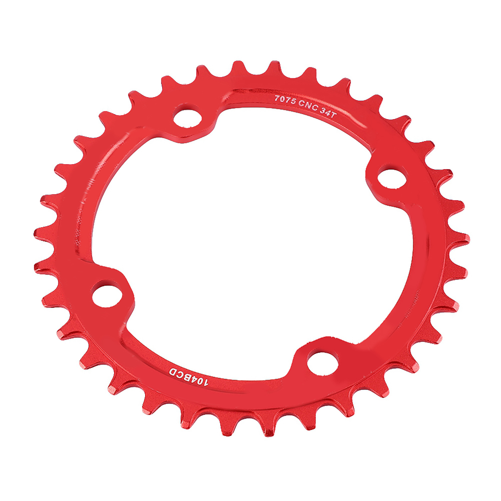 Pièces De Rechange Pour Plateau De Chaîne Mono-manivelle En Acier Pour Vtt 32/34/36/38t Bcd 104 (rouge 34t)
