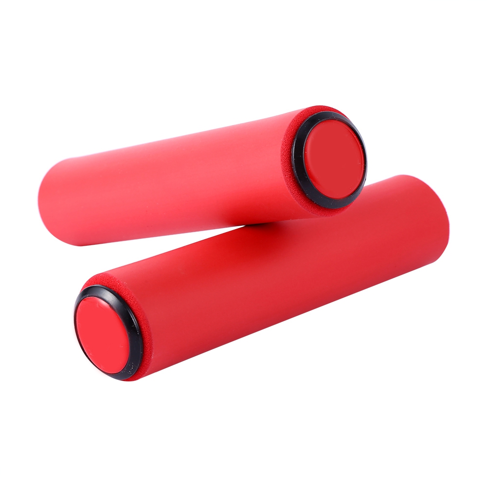 Paire De Poignées De Vélo Souples Et Légères Avec Embouts De Guidon Pour Vtt (rouge)